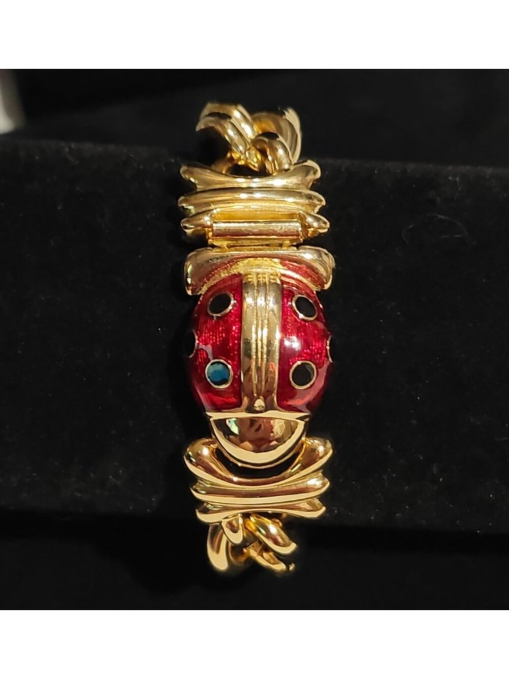 Joan Rivers Ladybug Beetle Gold-Tone Chunky Cable Bracelet - Picture 2 of 9